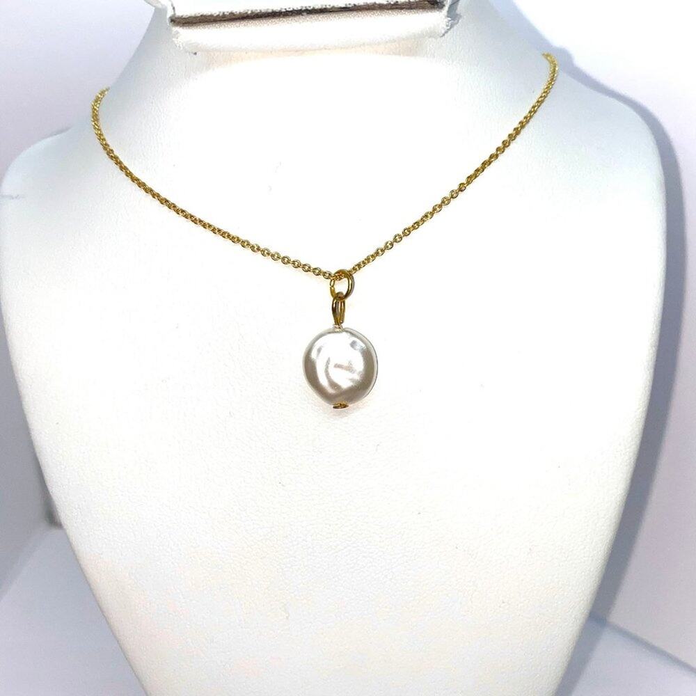 Gold-Tone Pearl Colored Beaded Necklace